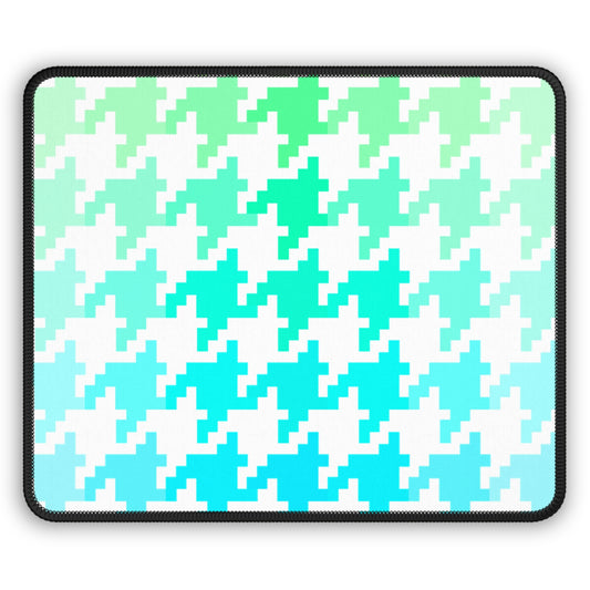 Houndstooth Fun Aqua and Green  Gaming Mouse Pad