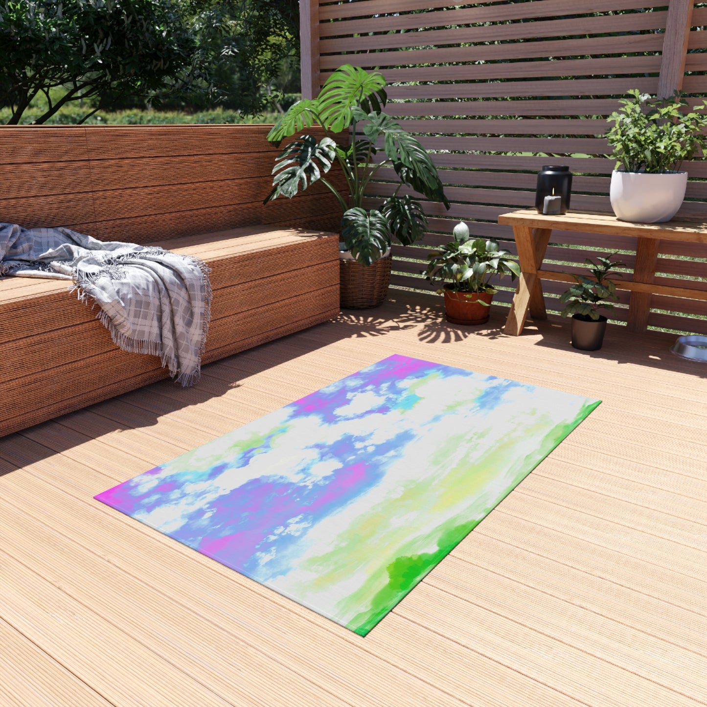 Joyful Landscapes Indoor/Outdoor Rug, Lavender and Blue Lavender, Non-Slip