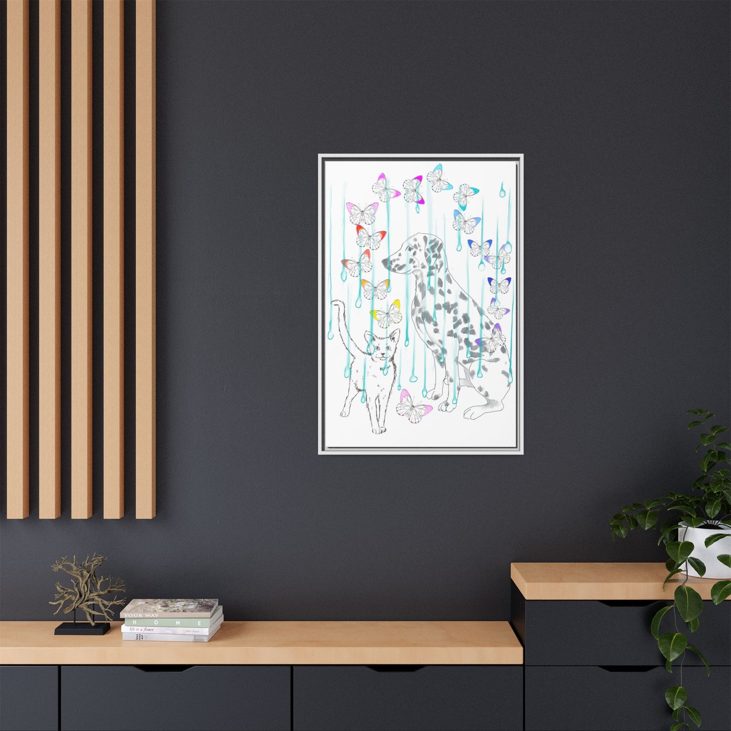 Butterfly Chroma Rain and Shine Matte Canvas, Framed (White)