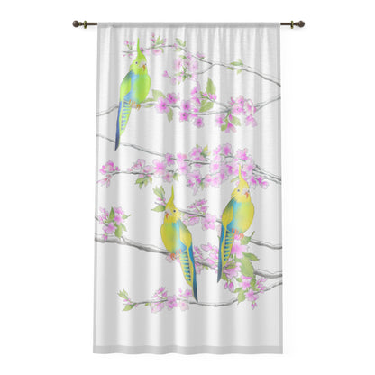 Window Treatments Sheer Curtain F Cherry Blossoms & Jolly Birds