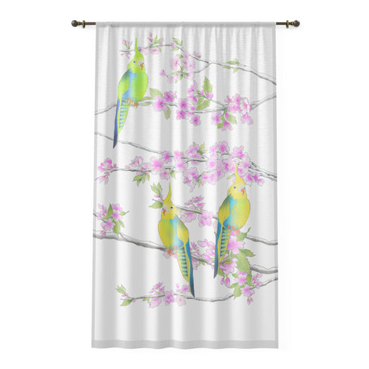 Window Treatments Sheer Curtain F Cherry Blossoms & Jolly Birds