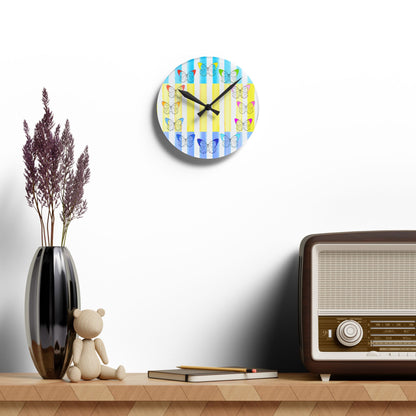 Butterfly Chroma Stripe Acrylic Wall Clock