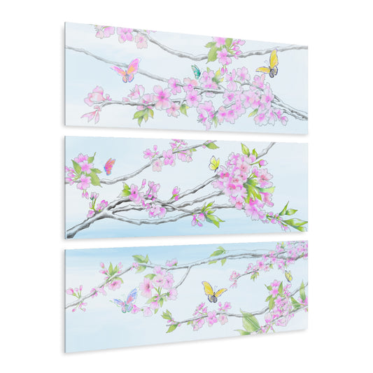 Butterfly Blossom Glide Acrylic Prints (Triptych) Butterflies