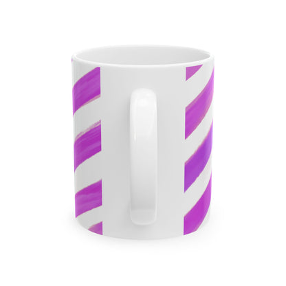 Diagonal Stripe Ceramic Mug in Rose Purple, 11oz