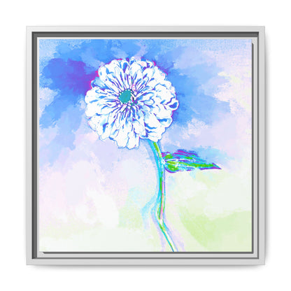 Zinnia Color Splash Matte Canvas Ultramarine Framed