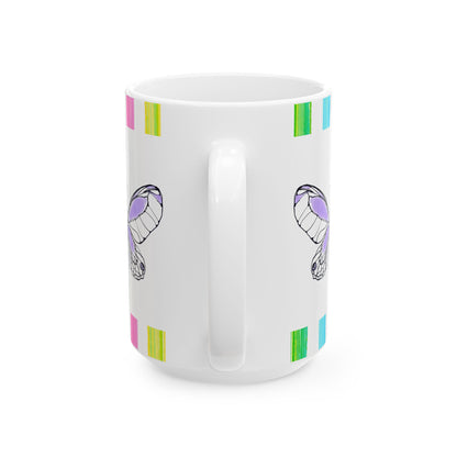 Mugs Butterfly Rainbow Stripe Ceramic Mug in Lavender