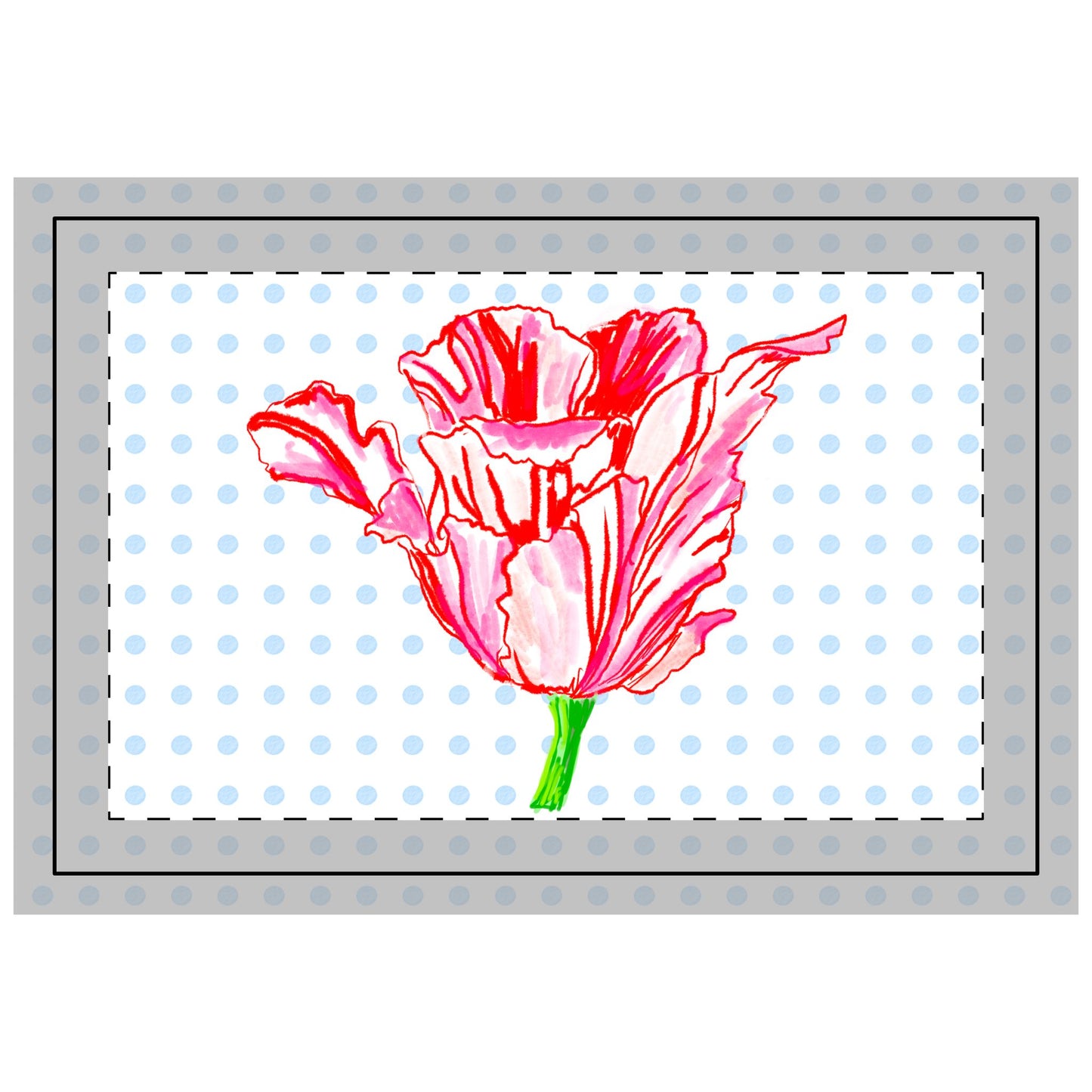 Vibrant Tulips Quilted Placemat Small Blue Polka Dot