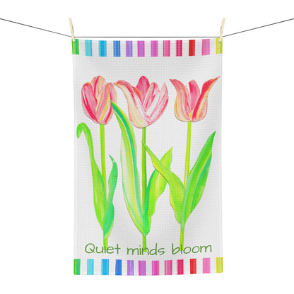 Vibrant Tulip Microfiber Tea Towel Quiet minds bloom