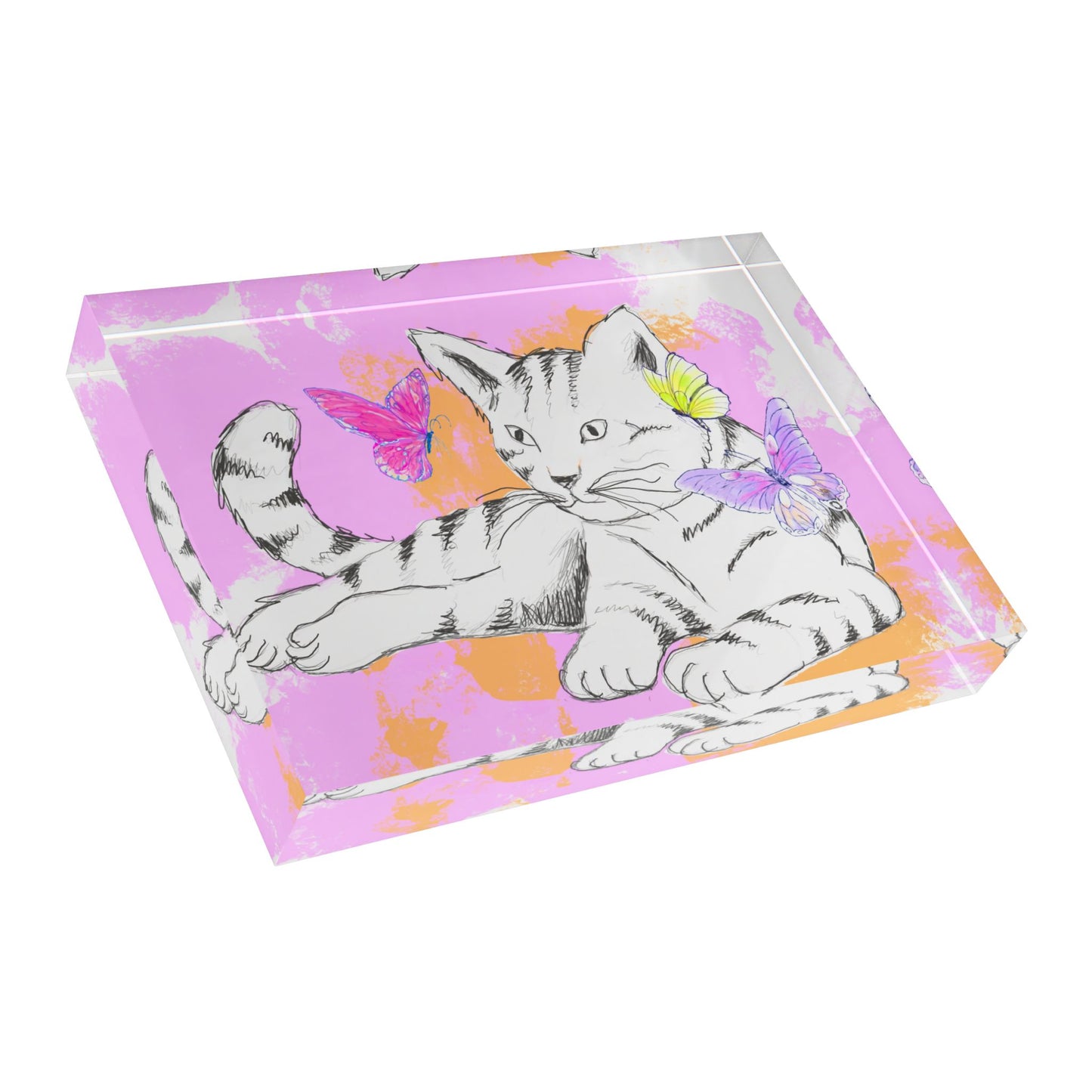 Kitty Flutter Acrylic Block