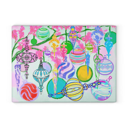 Glass Cutting Board Christmas Celebration