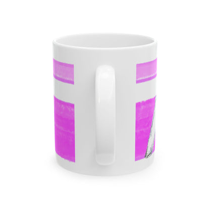 Mega Stripe Dogi Butterfly Flutter Ceramic Mug, (11oz, 15oz),  Purplish Pink Schnauzer