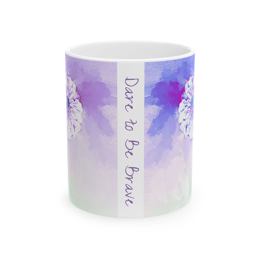 Zinnia Color Splash Mug Purple  “Dare to Be Brave”