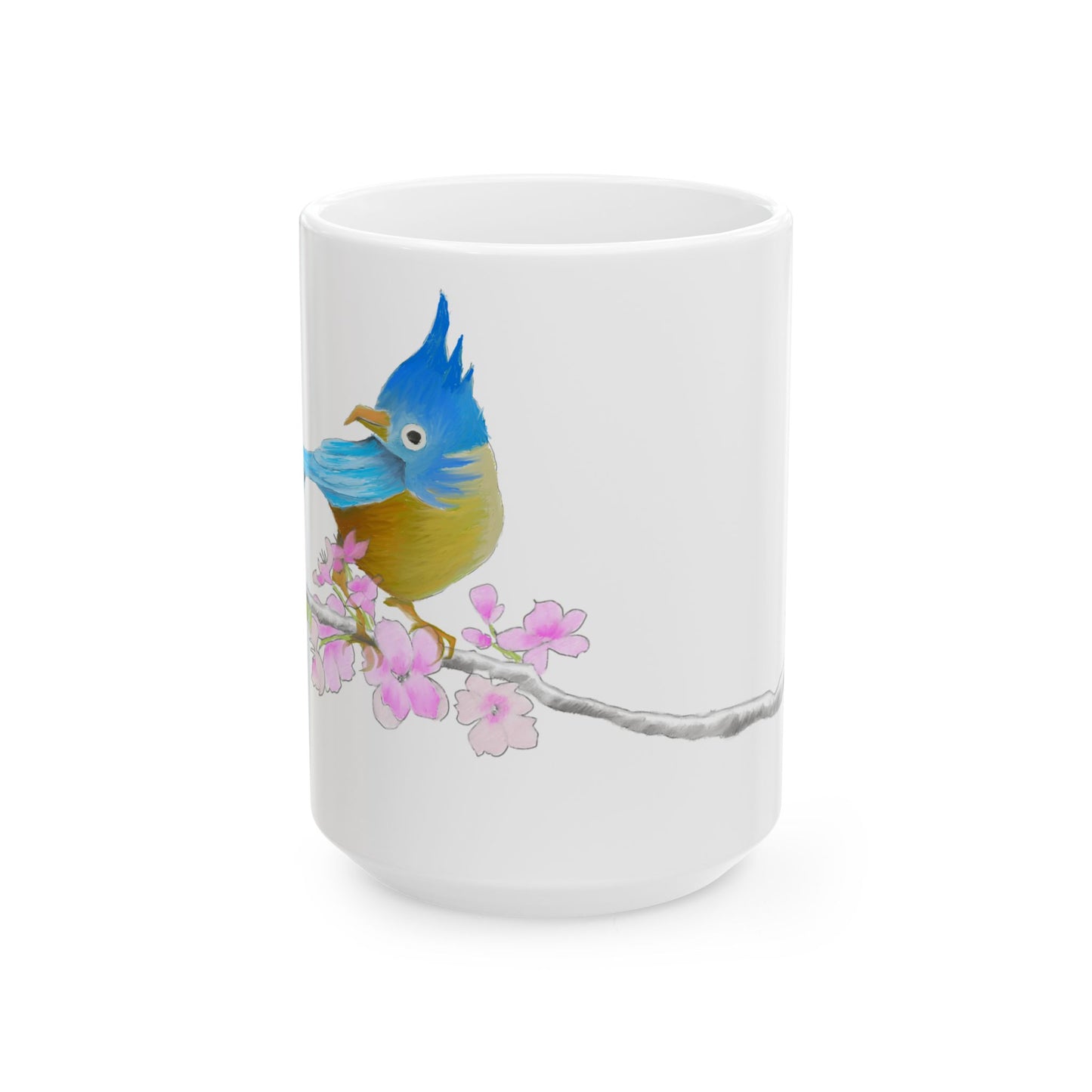 Jolly Birds Ceramic Mug, (11oz, 15oz), Blue