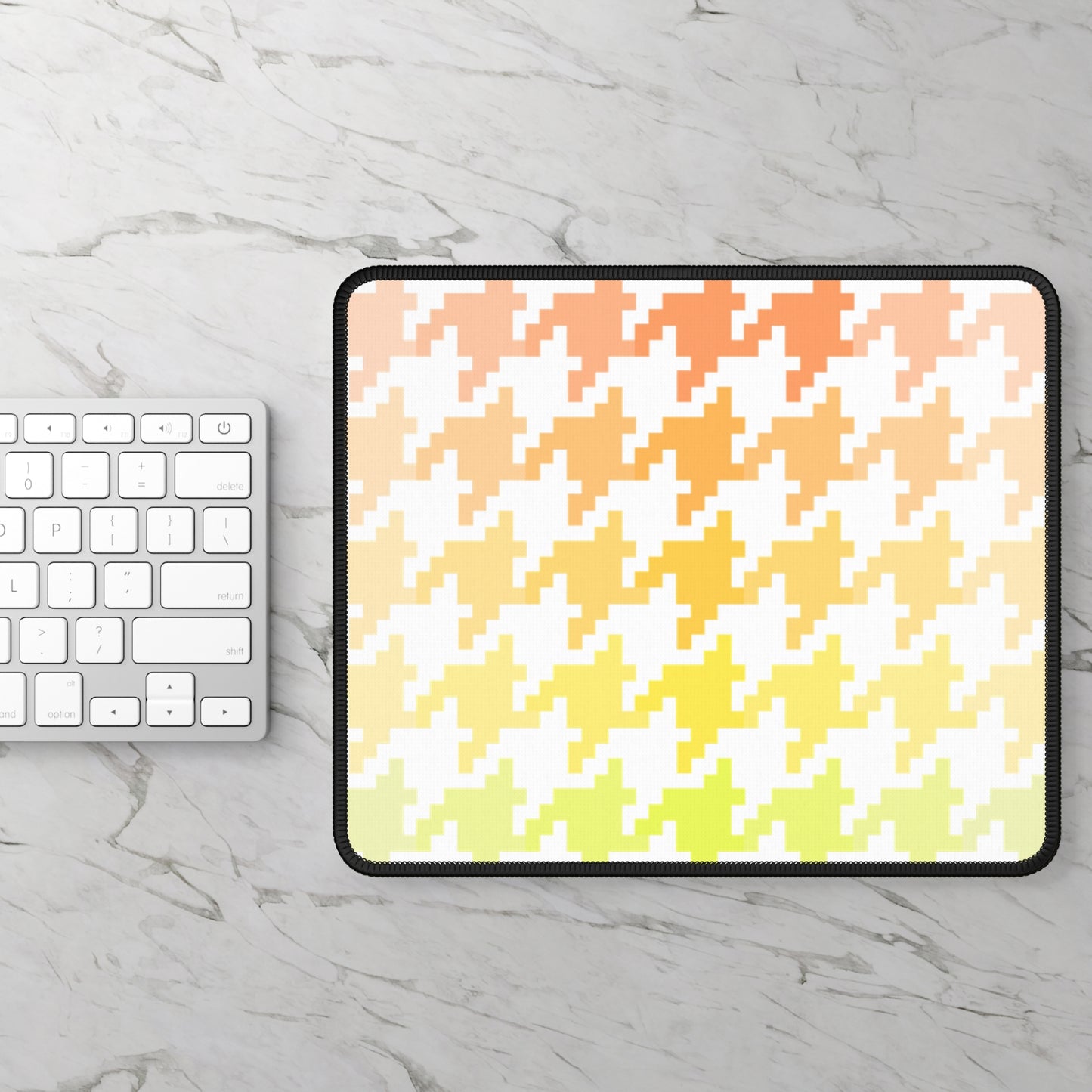 Houndstooth Fun Orange and Yellow Gaming Mouse Pad