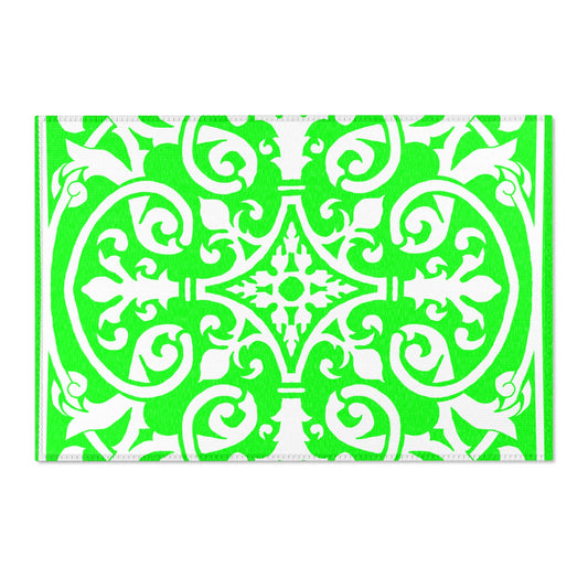 Scrollwork Indoor/Outdoor Rug Bright Green