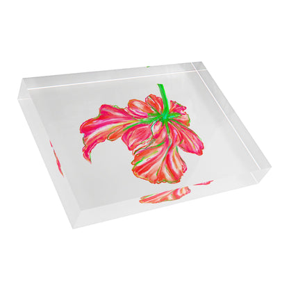 Dancing Tulips Acrylic Art Block Red Orange
