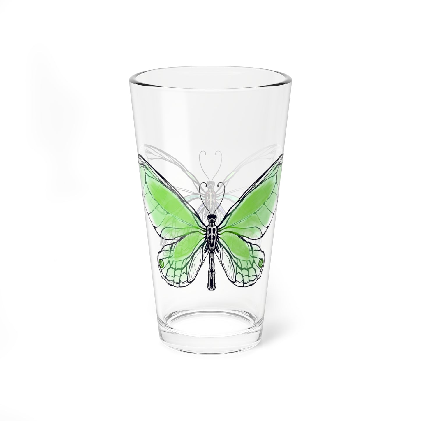 Mixing Glass, 16oz Butterfly Colorful Watercolor