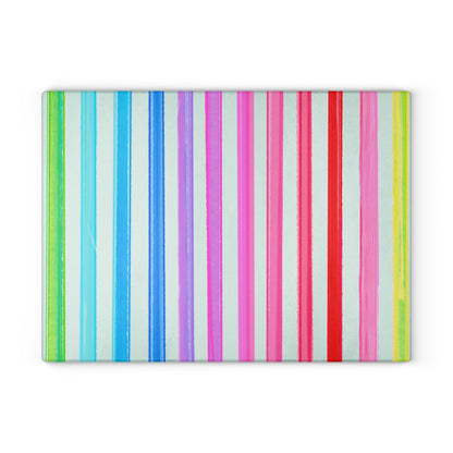 Glass Cutting Boards Watercolor Rainbow Stripes