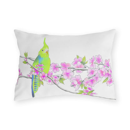 Outdoor Pillows Lumbar Birdies and Cherry Blossoms