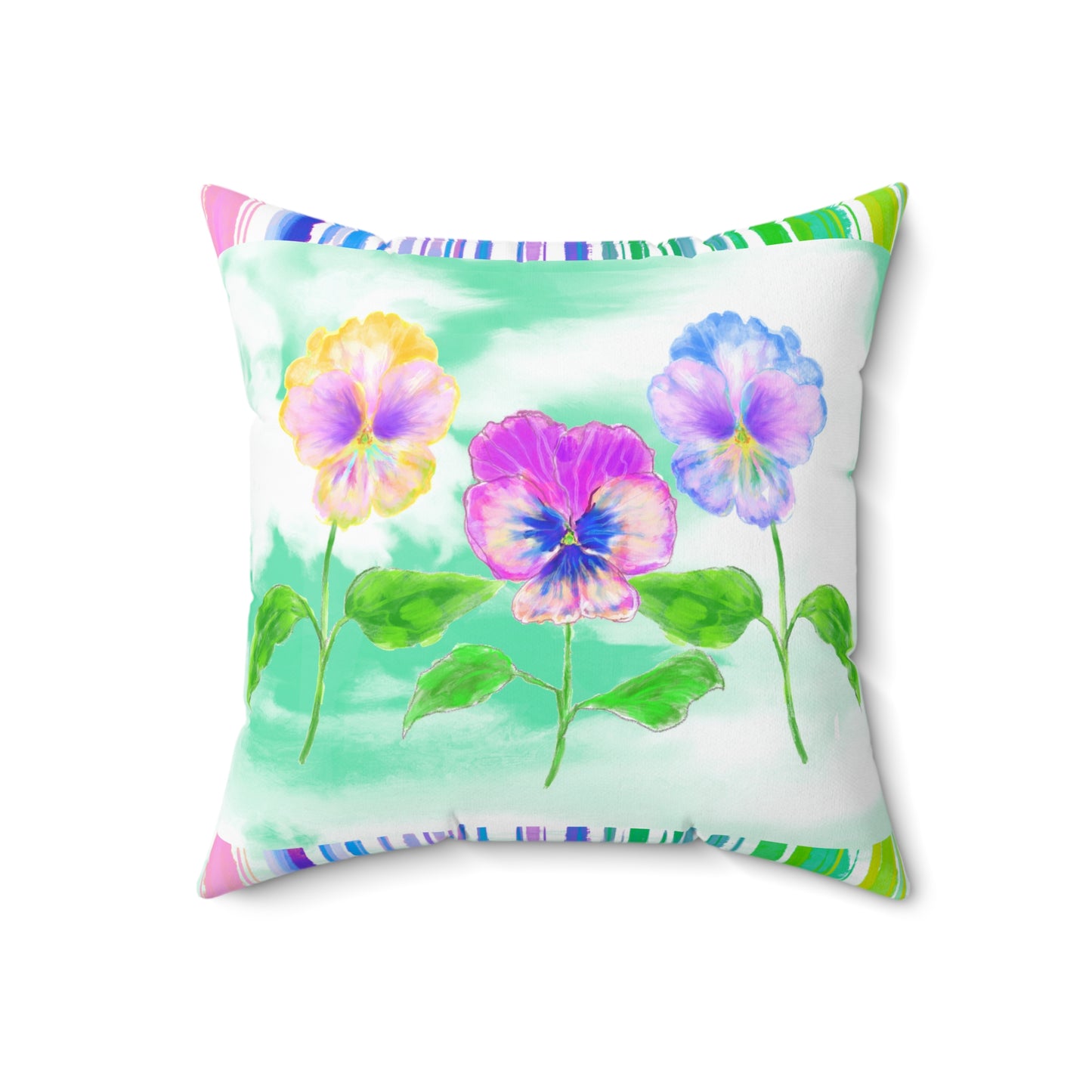Flower Fun Pansy Spun Polyester Square Pillow