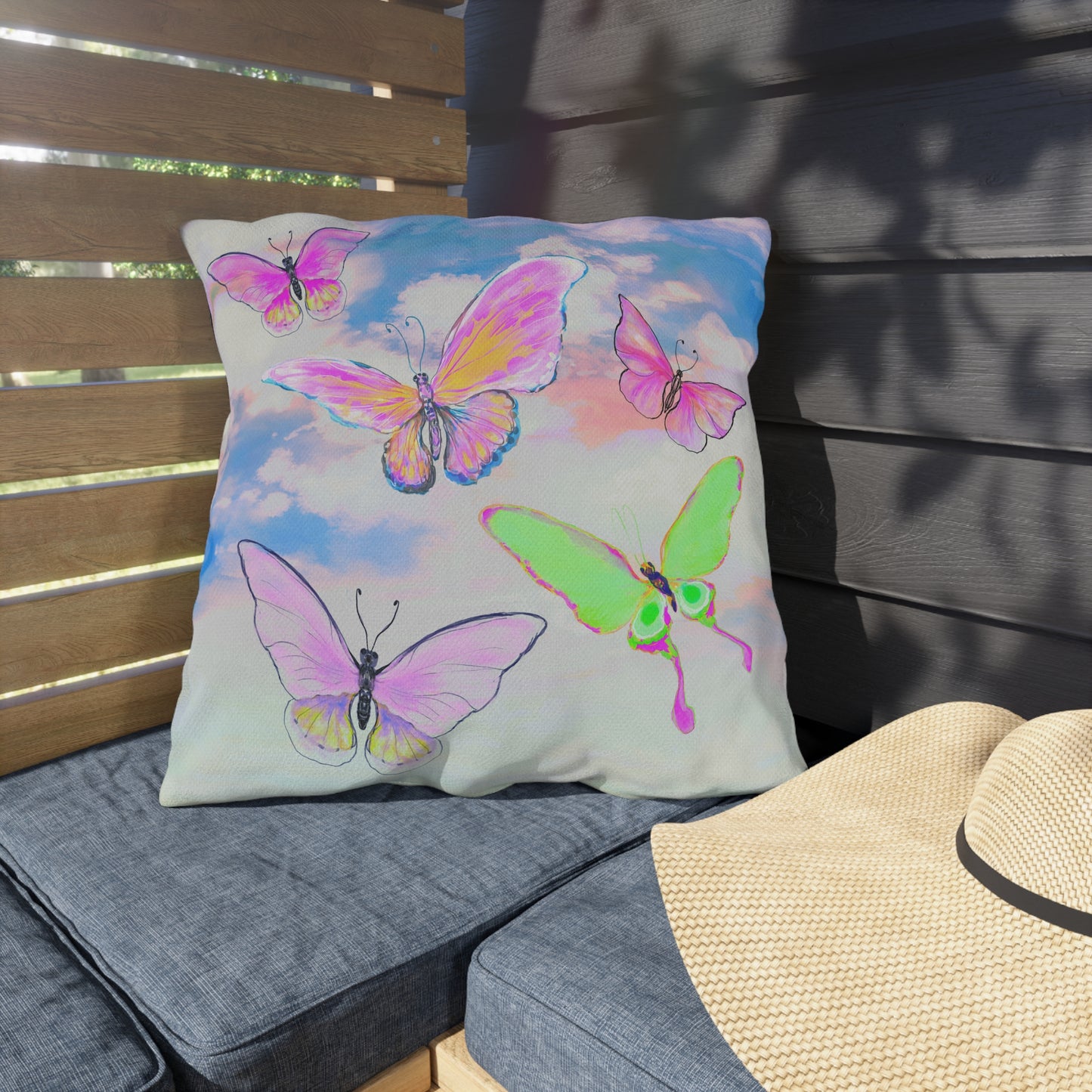 Outdoor Pillows Fluttering Butterflies A
