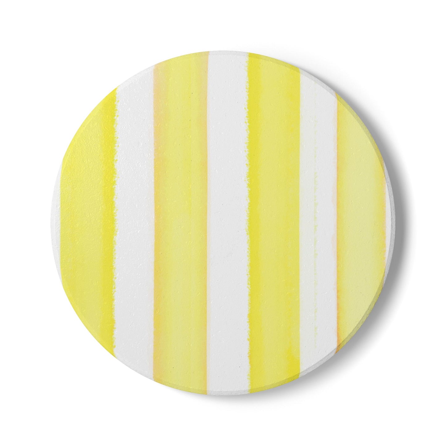 Watercolor Stripe Ceramic Coaster, Yellow