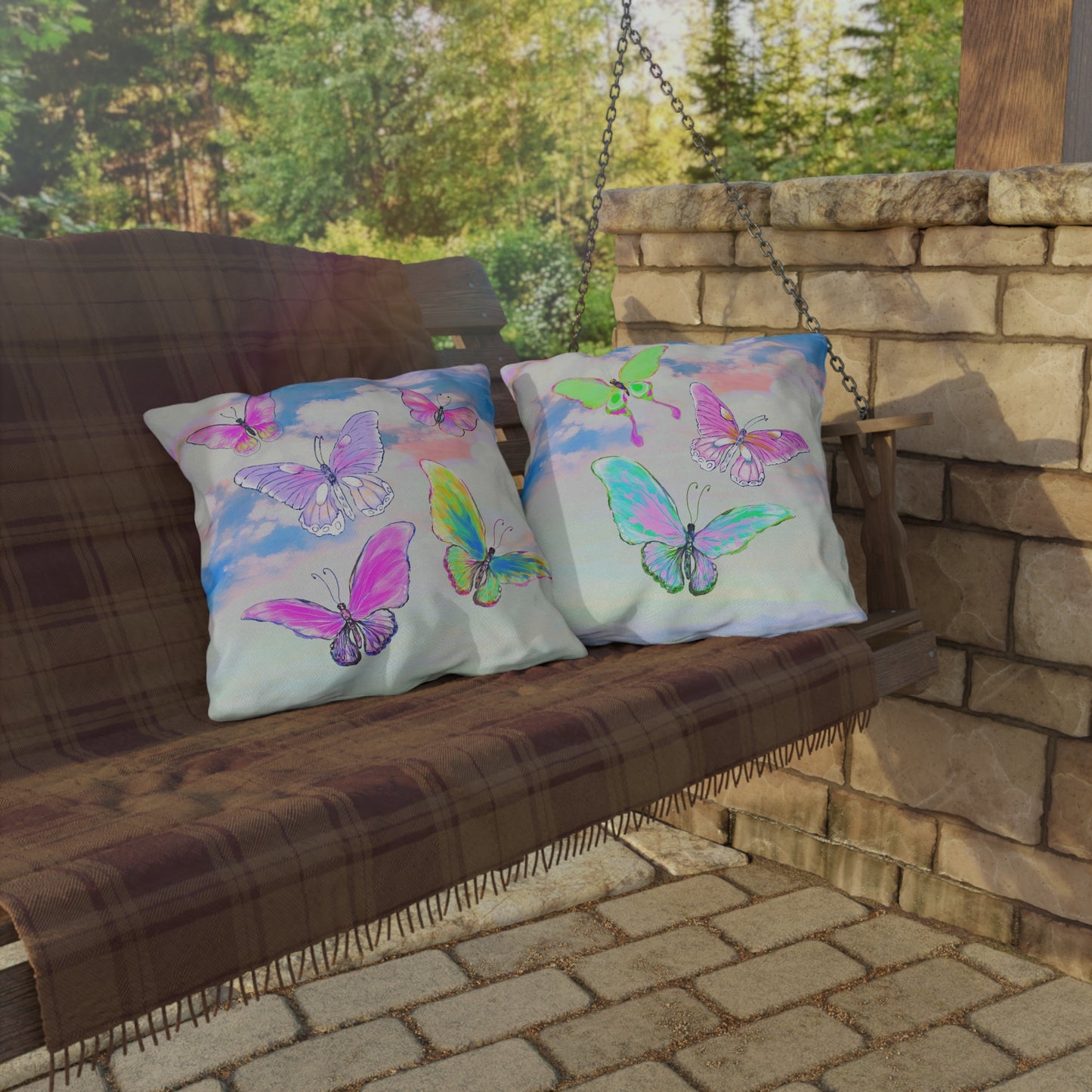 Outdoor Pillows Fluttering Butterflies B