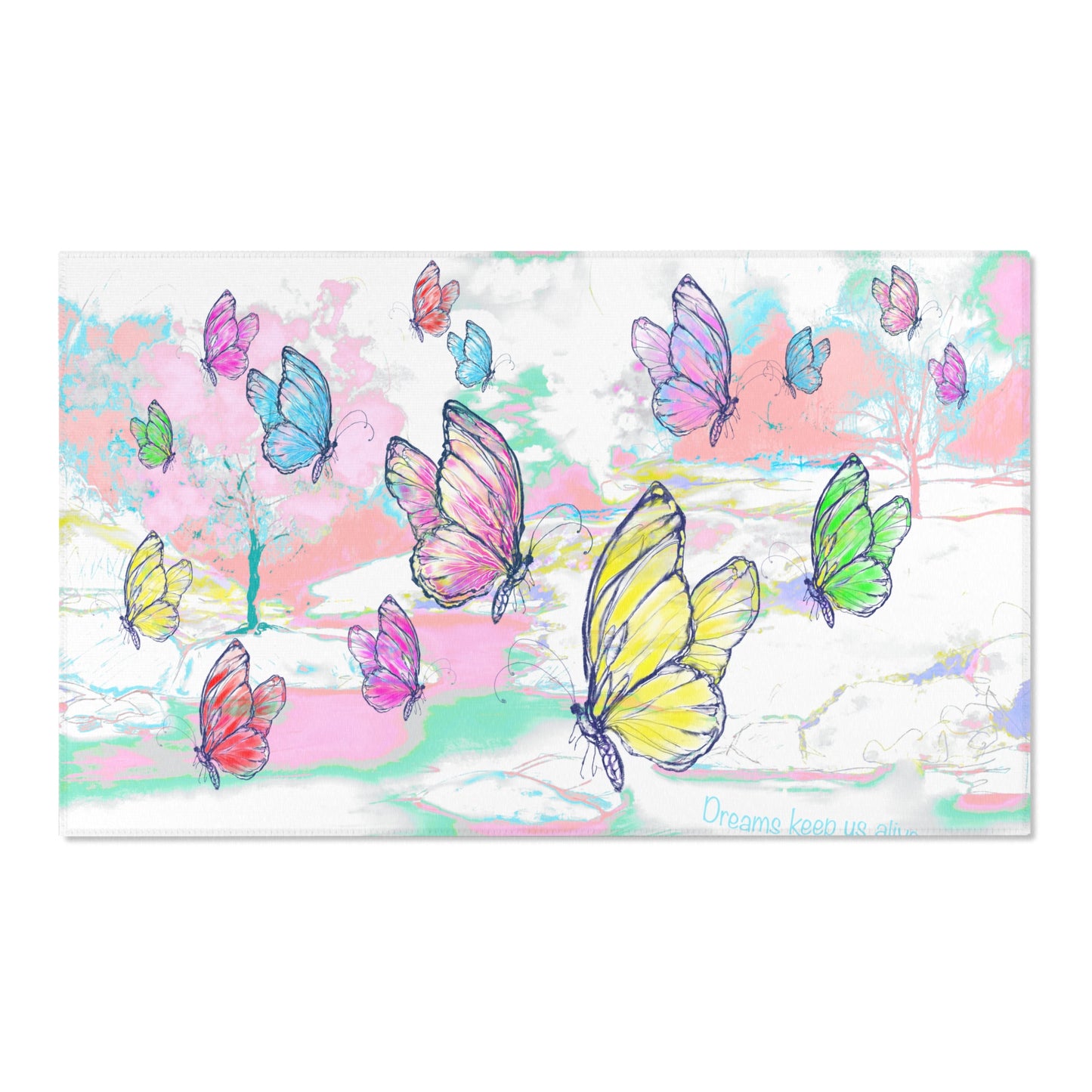 Joyful Landscapes and Butterflies Indoor Area Rug, Multi-colors