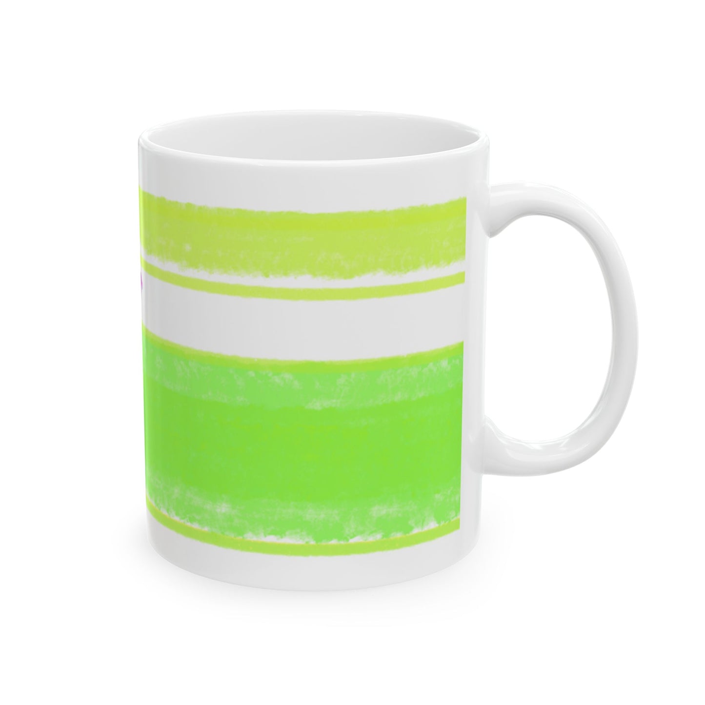 Mega Stripe Dogi Butterfly Flutter Ceramic Mug, (11oz, 15oz) Yellow Green Schnauzer