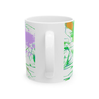 Joyful Landscapes Ceramic Mug in Green and Purple, 11oz, 15oz