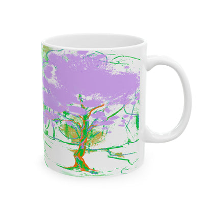 Joyful Landscapes Ceramic Mug in Green and Purple, 11oz, 15oz