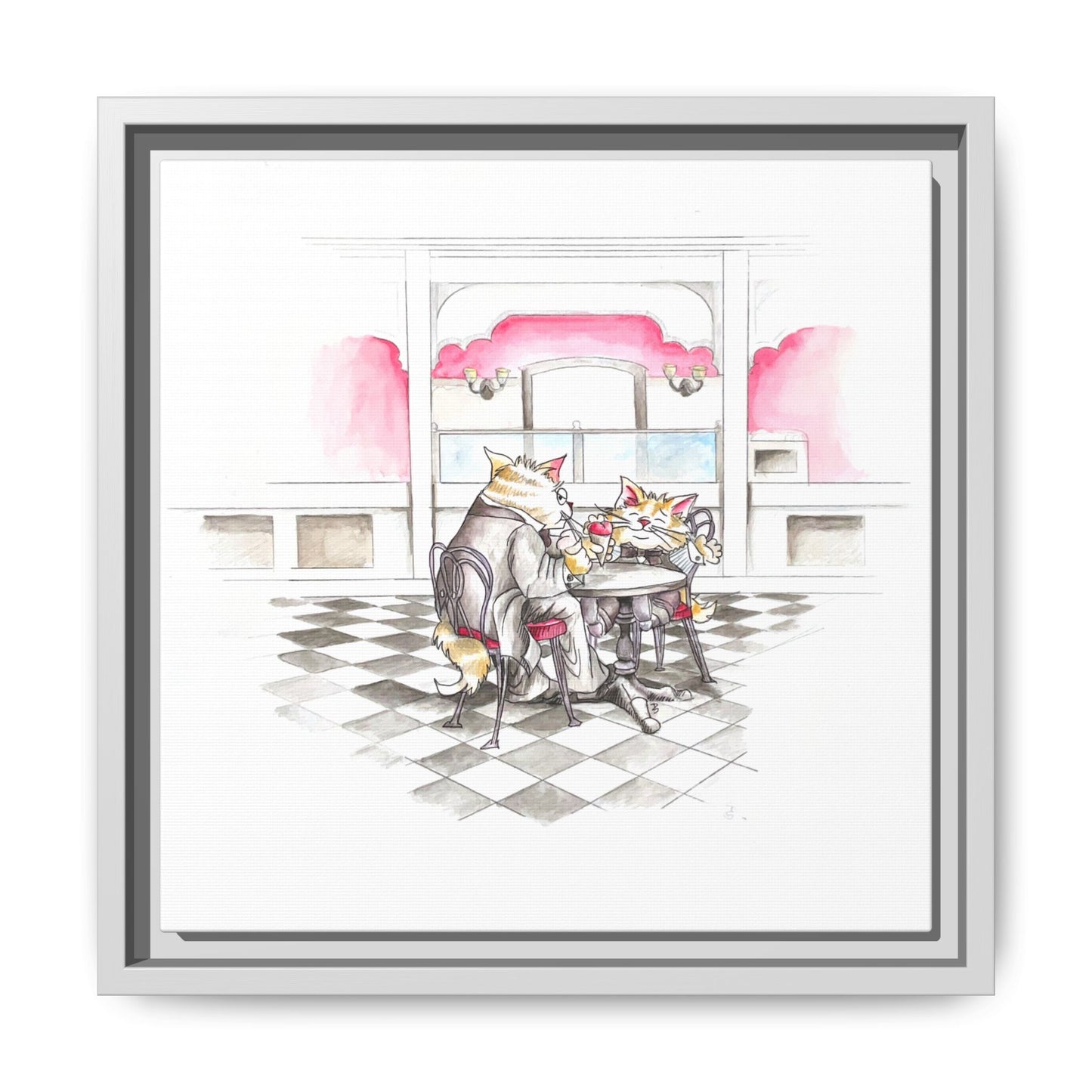 Kitty Fun Matte Canvas Framed