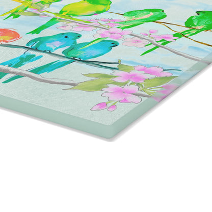Glass Cutting Boards Birds on a Cherry Branch