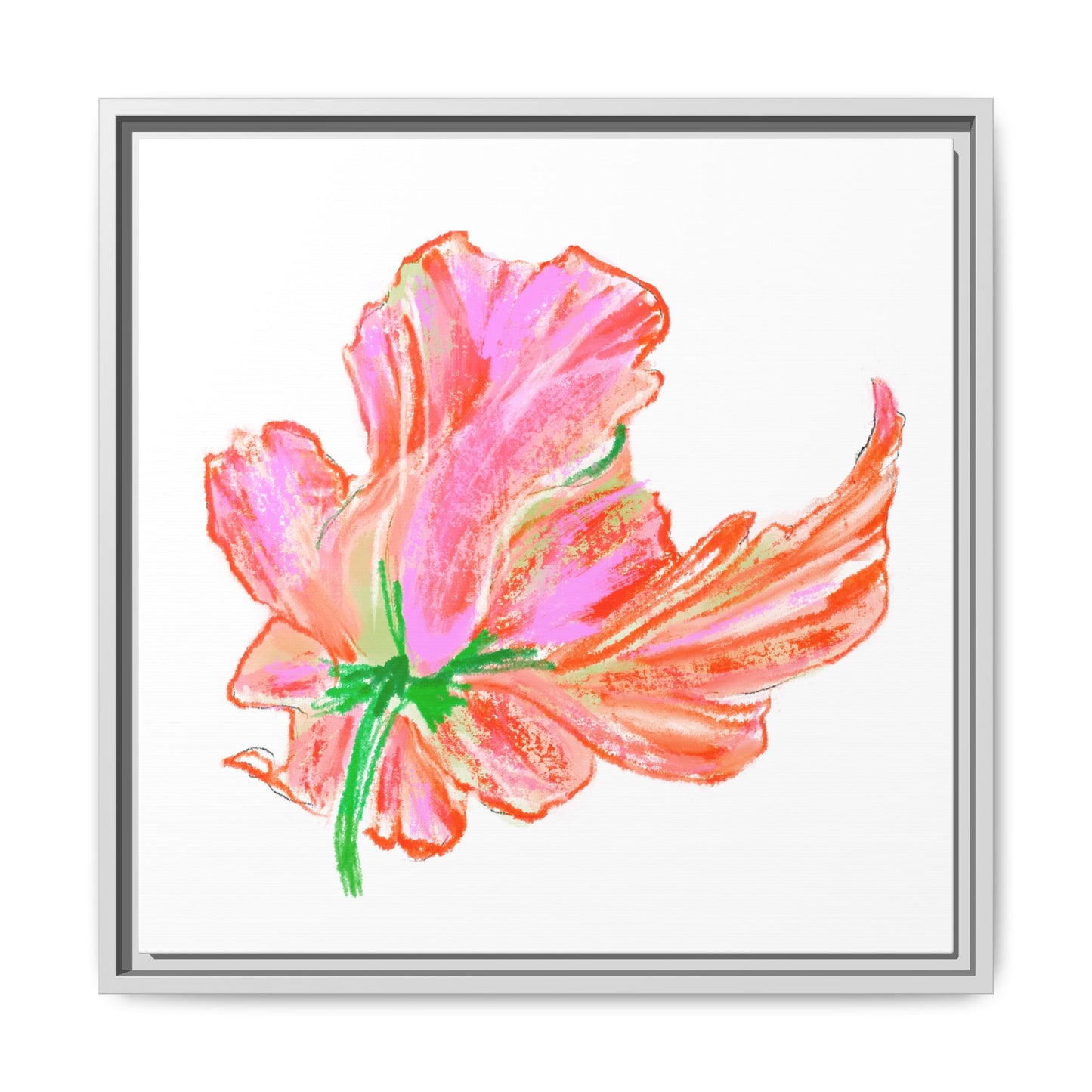 Dancing Tulips Matte Canvas, Framed (Multi-color) Orange Pink