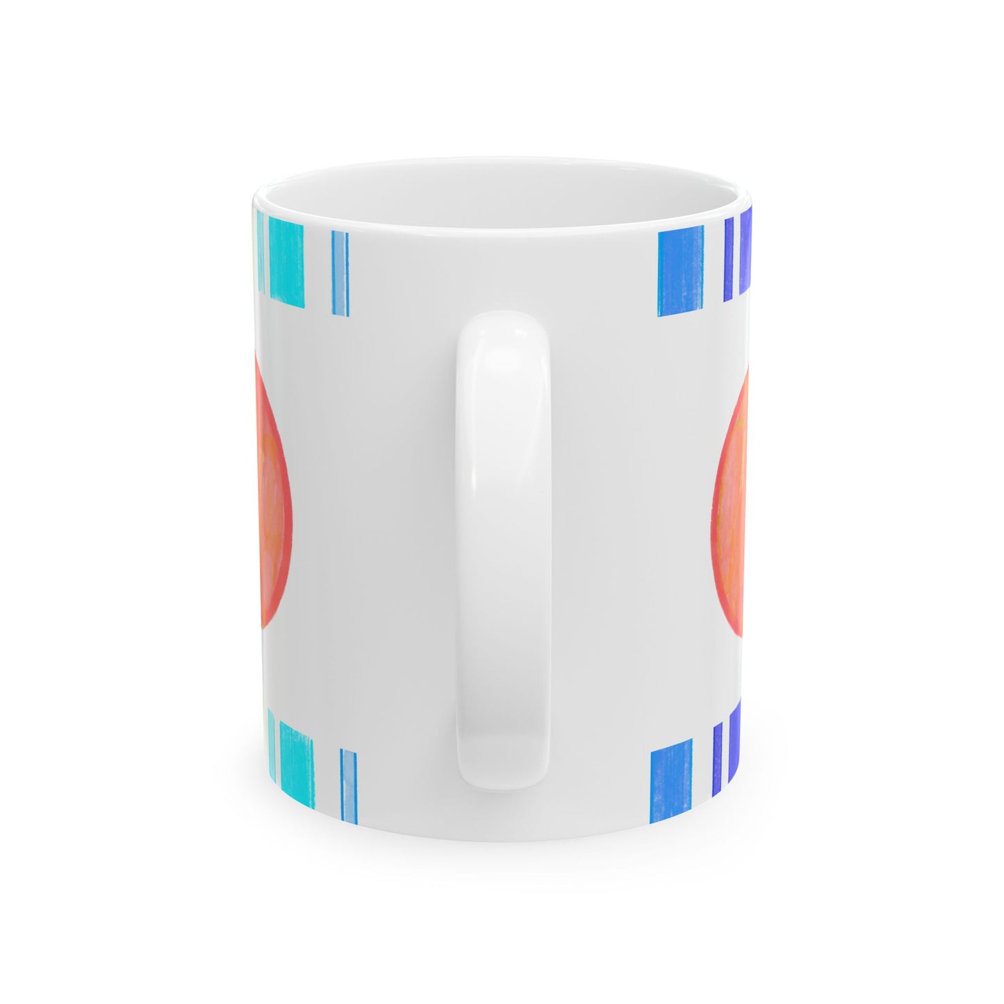 Mega Dot & Stripes Orange Ceramic Mug, (11oz, 15oz)