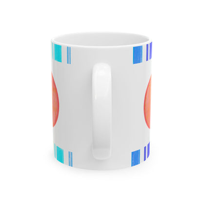 Mega Dot & Stripes Orange Ceramic Mug, (11oz, 15oz)