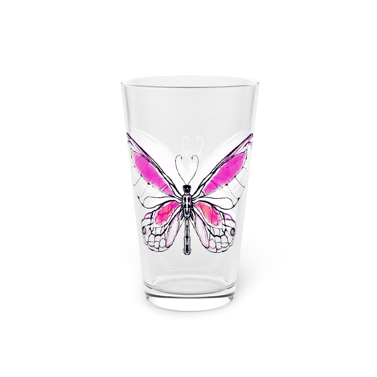 Butterfly Blossom Romp Pint Glass In Violet, 16oz