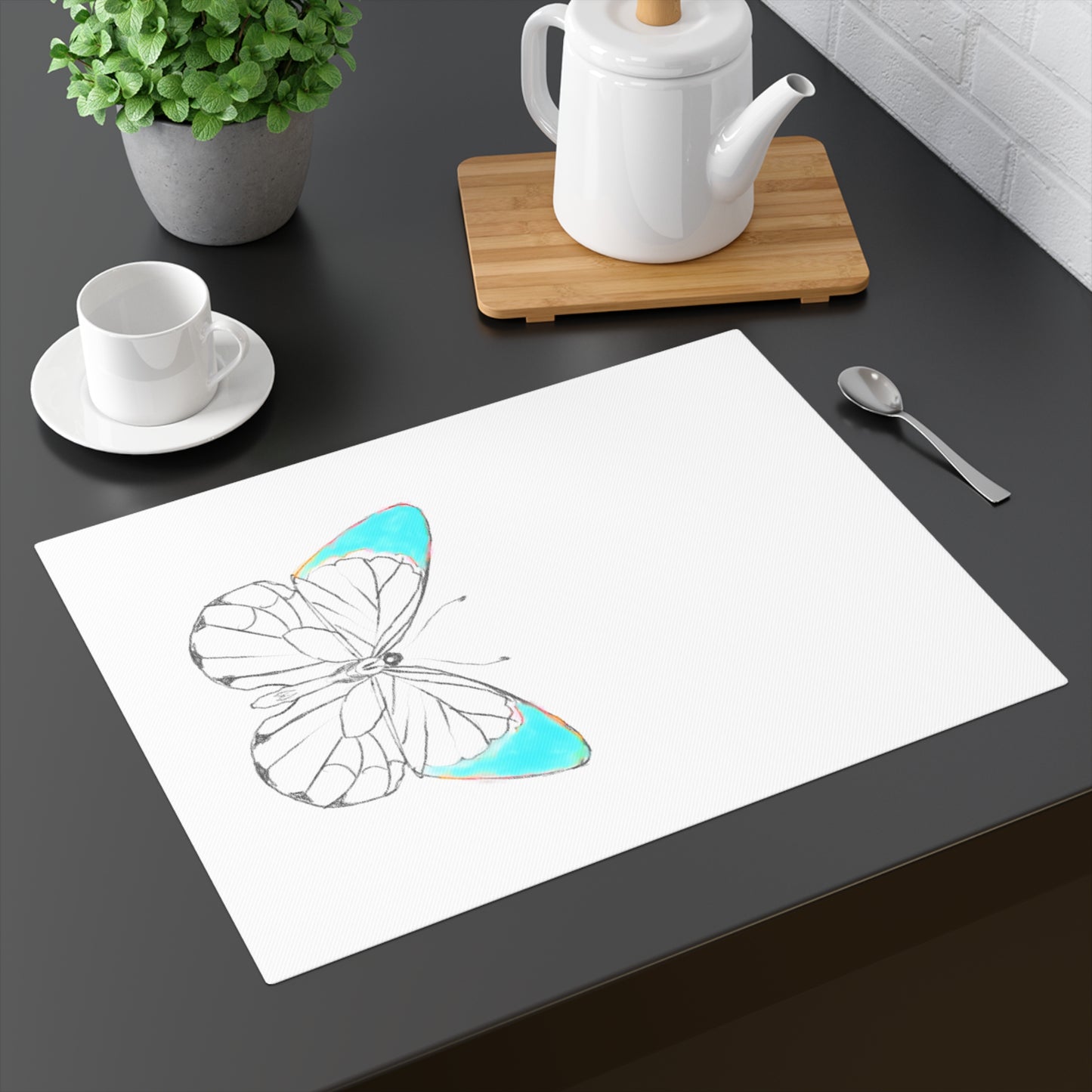 Placemat, 1pc Lucy Butterfly Light Aqua