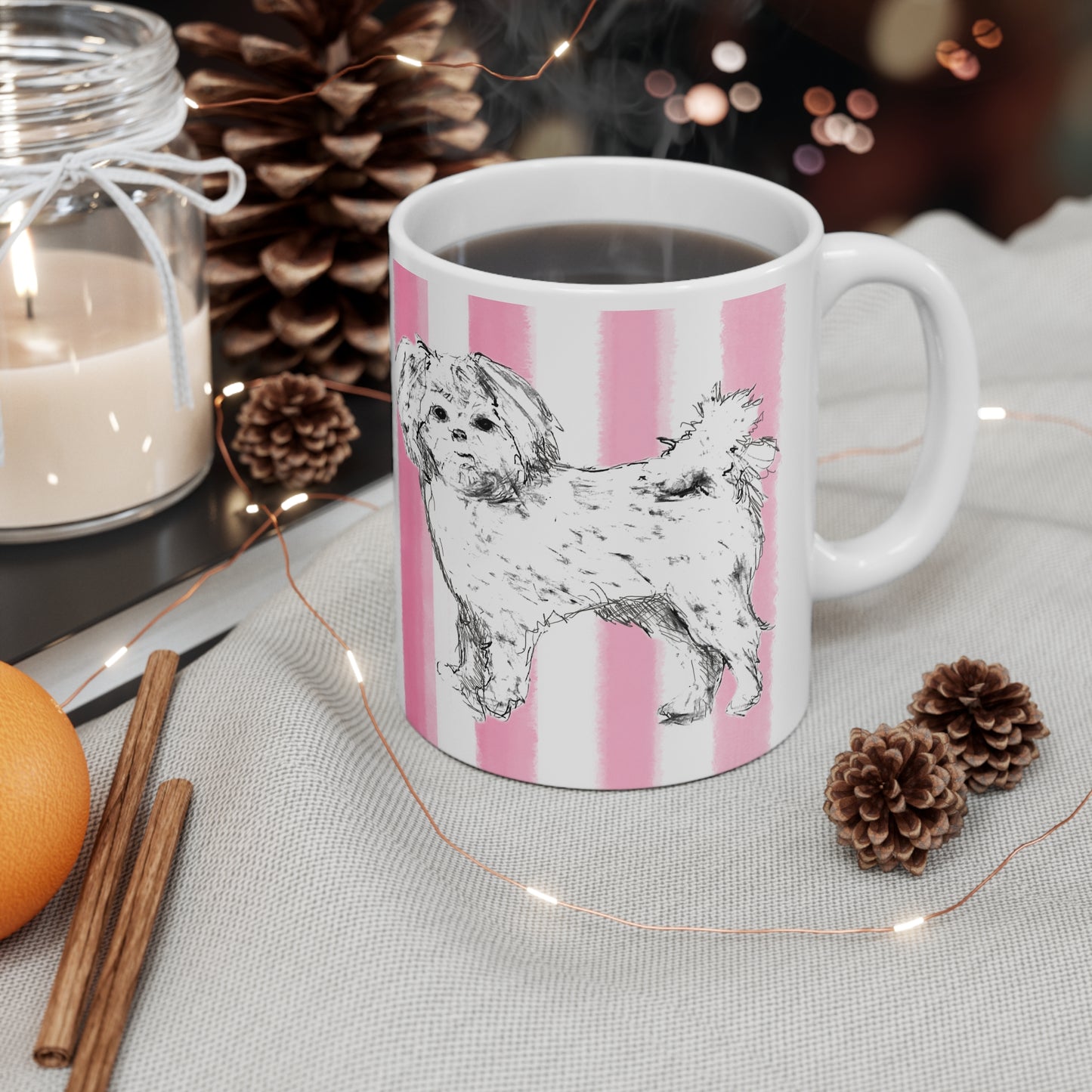 Dogi Fun Ceramic Mug  Pink, Shih Tzus
