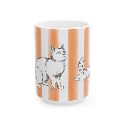Kitty Fun Mug with Orange Stripes