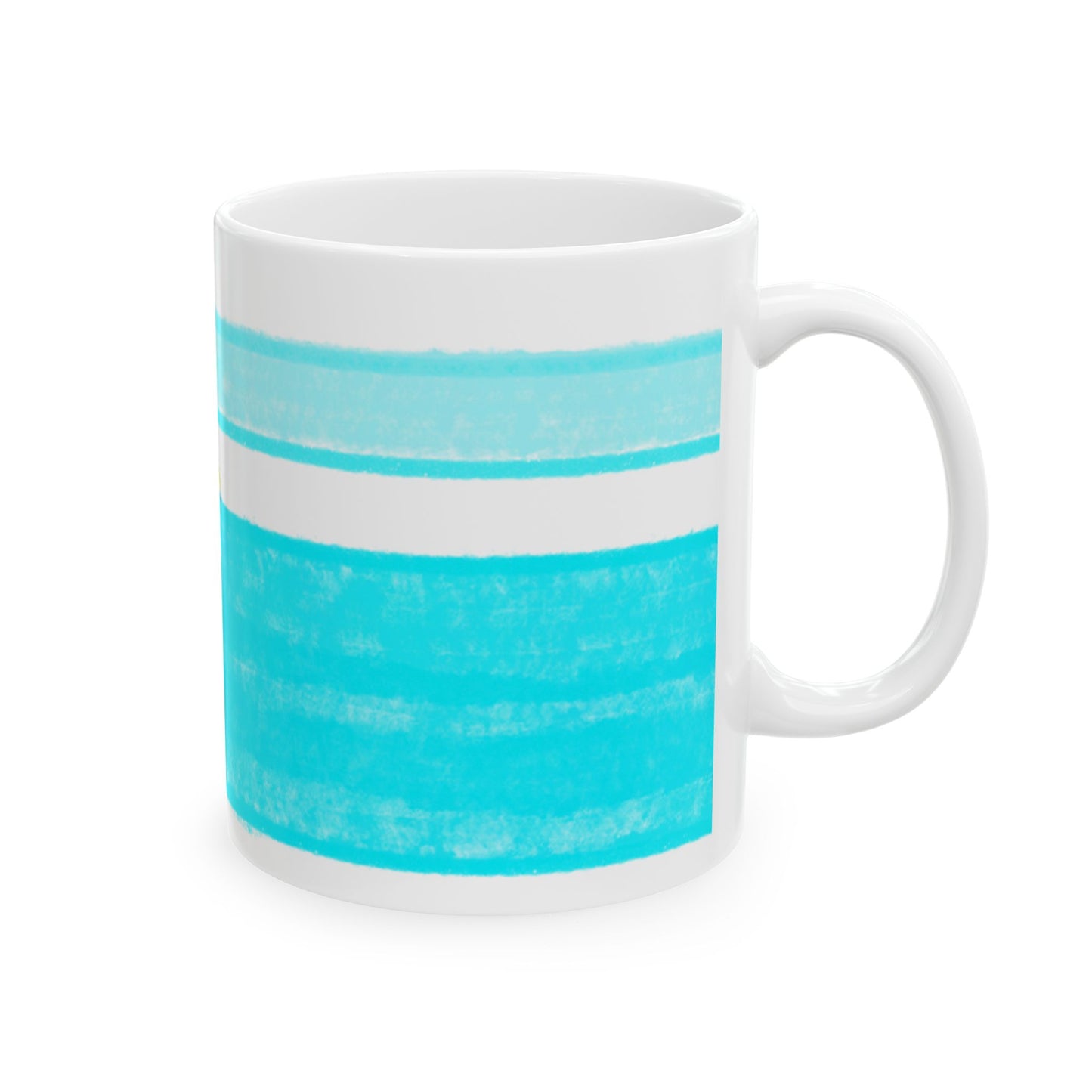 Mega Stripe Dogi Butterfly Flutter Ceramic Mug, (11oz, 15oz), Aqua Schnauzer