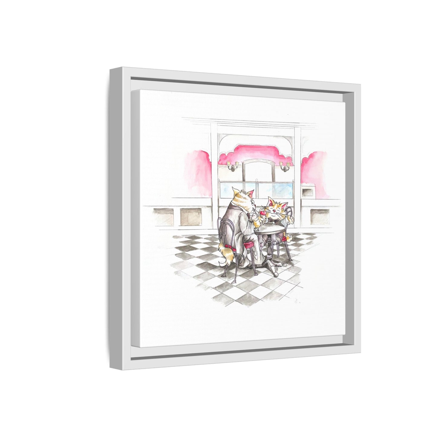Kitty Fun Matte Canvas Framed