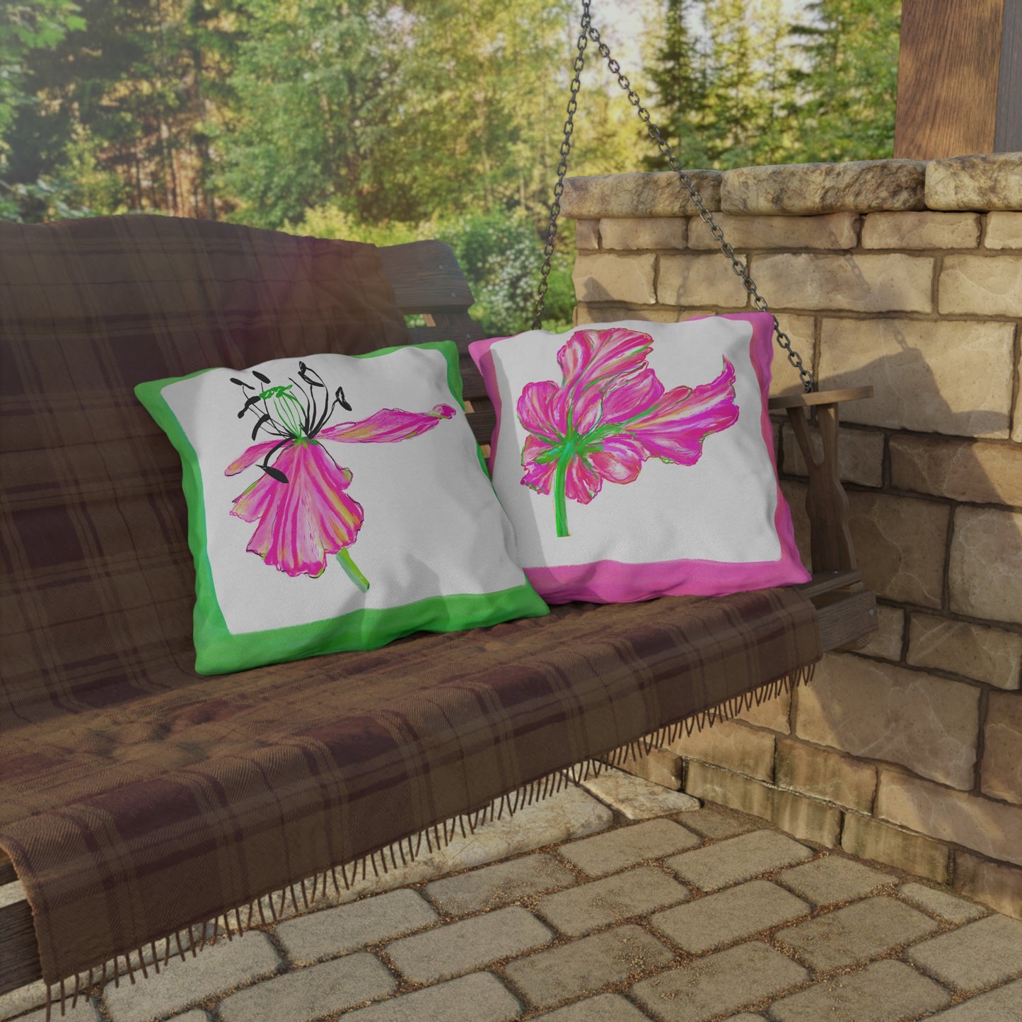 Vibrant Tulips Outdoor Pillows
