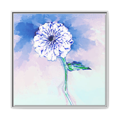 Zinnia Color Splash Matte Canvas Blue Framed