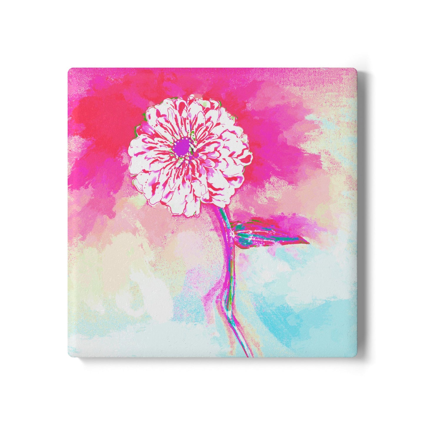 Zinnia Ceramic Coaster, Pink