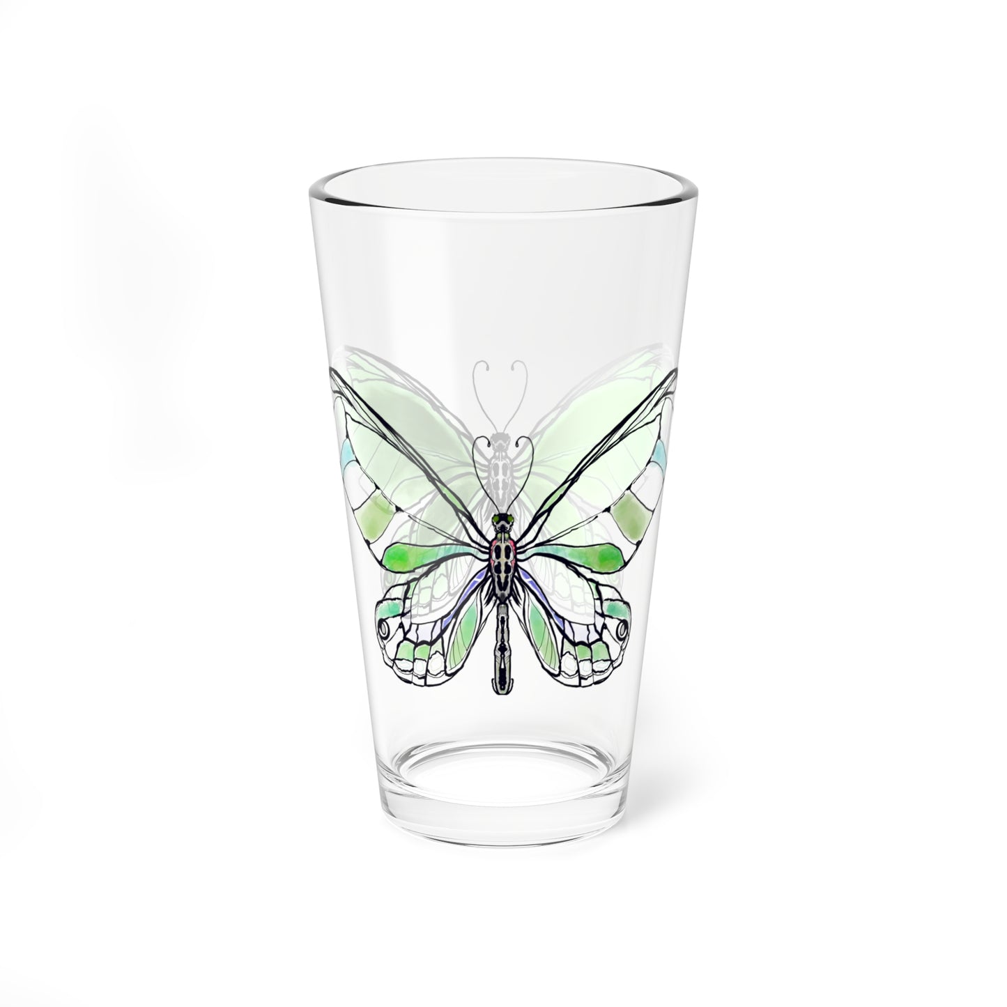 Mixing Glass, 16oz Butterfly Colorful Watercolor