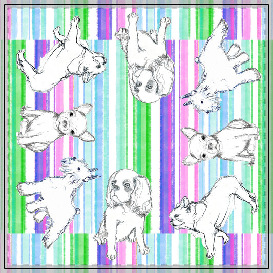 Dogi Fun Tablecloth Aqua Blue Green Stripes