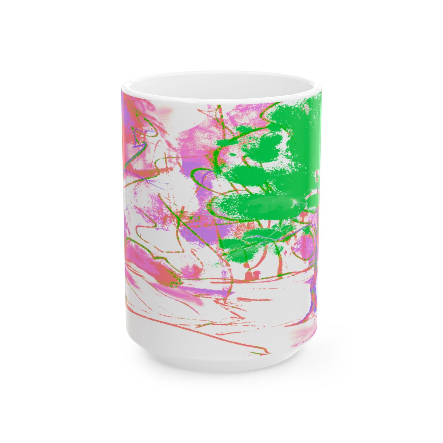 Joyful Landscapes Ceramic Mug in Purple and Green, 11oz, 15oz.