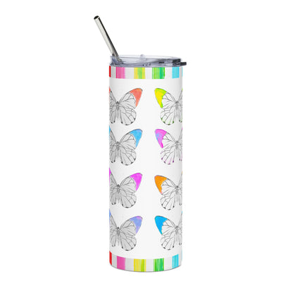 Tumblers, 20oz  Stainless Steel Watercolor Rainbow Stripes
