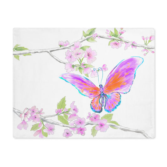 Butterfly Blossom Glide Cotton Twill, Creamier White, Placemat, 1pc Pink #10